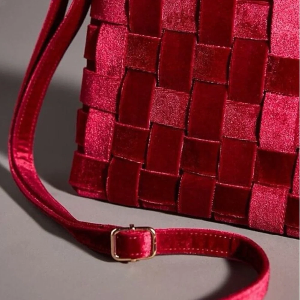 Anthropologie Lindy Woven Clutch Velvet Edition NWT - Picture 3 of 8